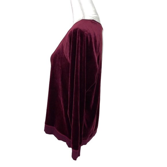 Luxurious Velour Sweatshirt Womens Plush Polyester Spandex Blend Pullover Purple - Picture 3 of 10